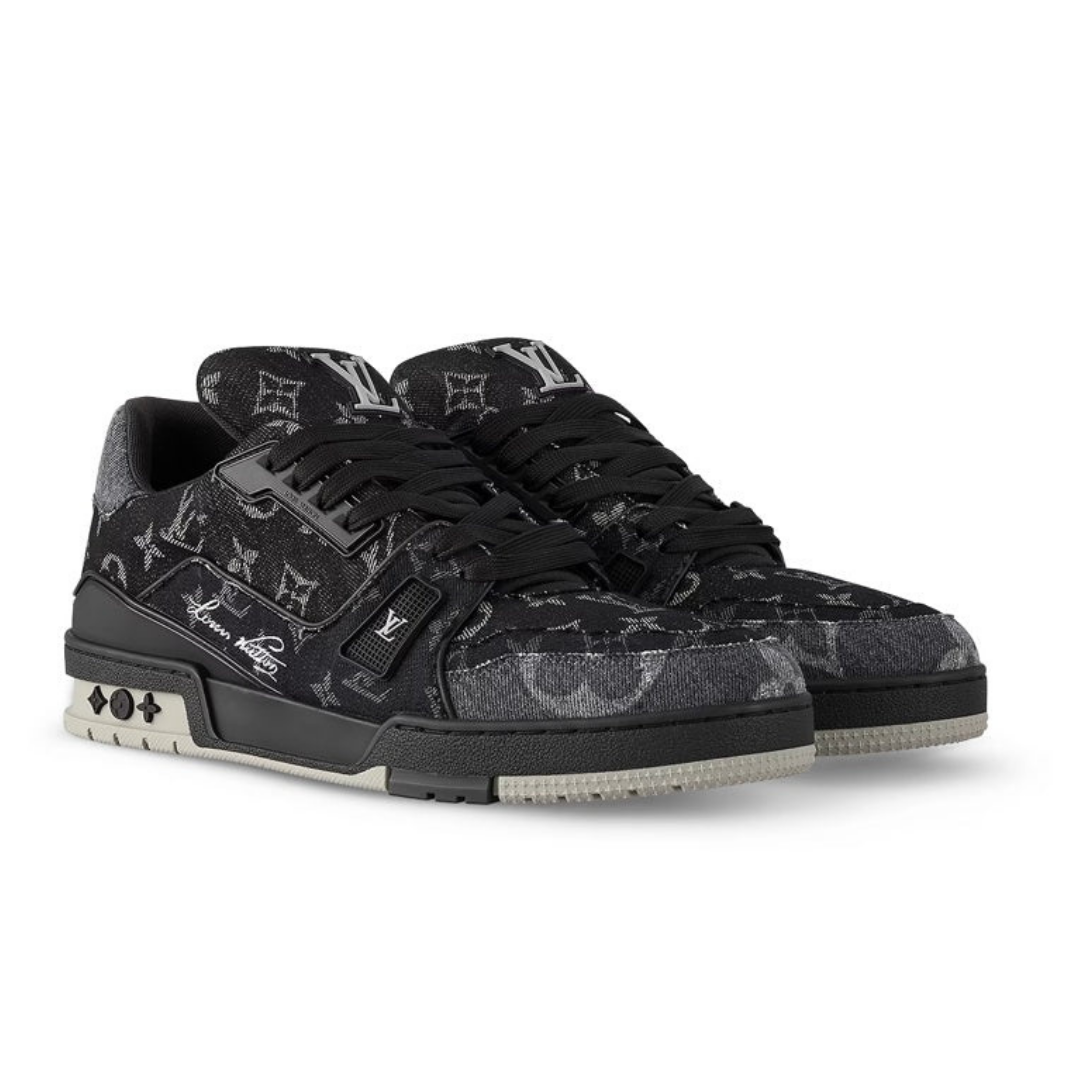 Monogram Black Grey Denim Trainer