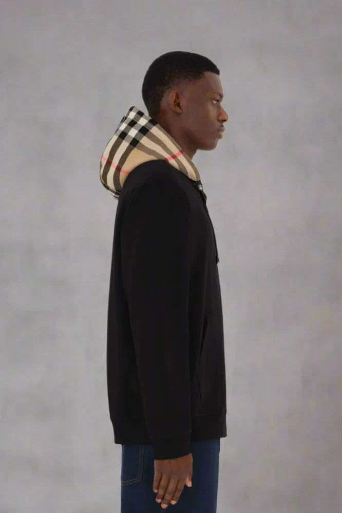 Check Printed Zip Hoodie